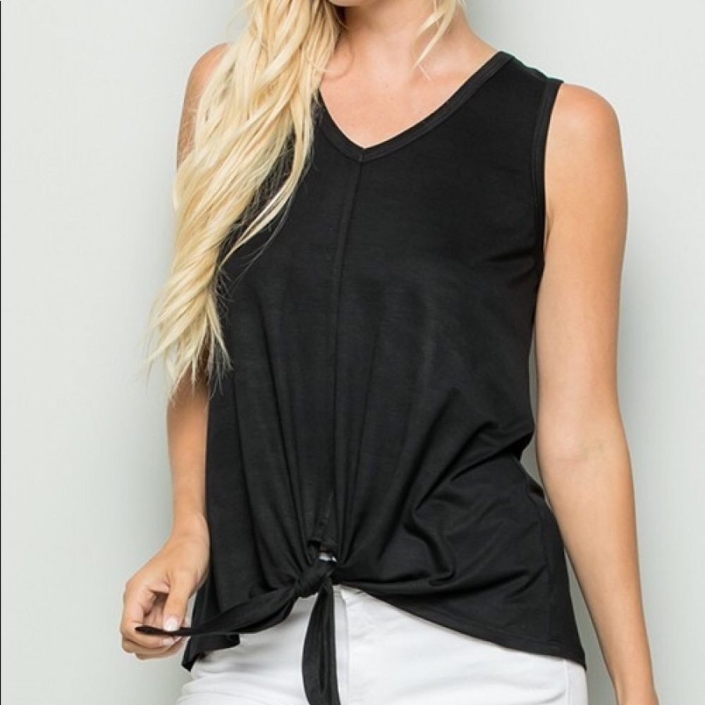 Black Cotton V Neck Baggy Tank